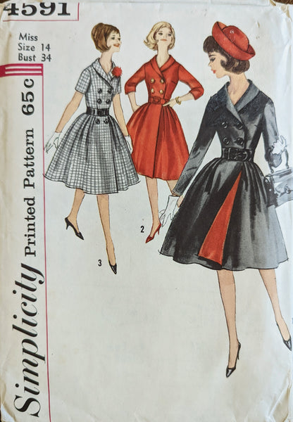 1962 Simplicity 4591 Sewing Pattern in Size 14