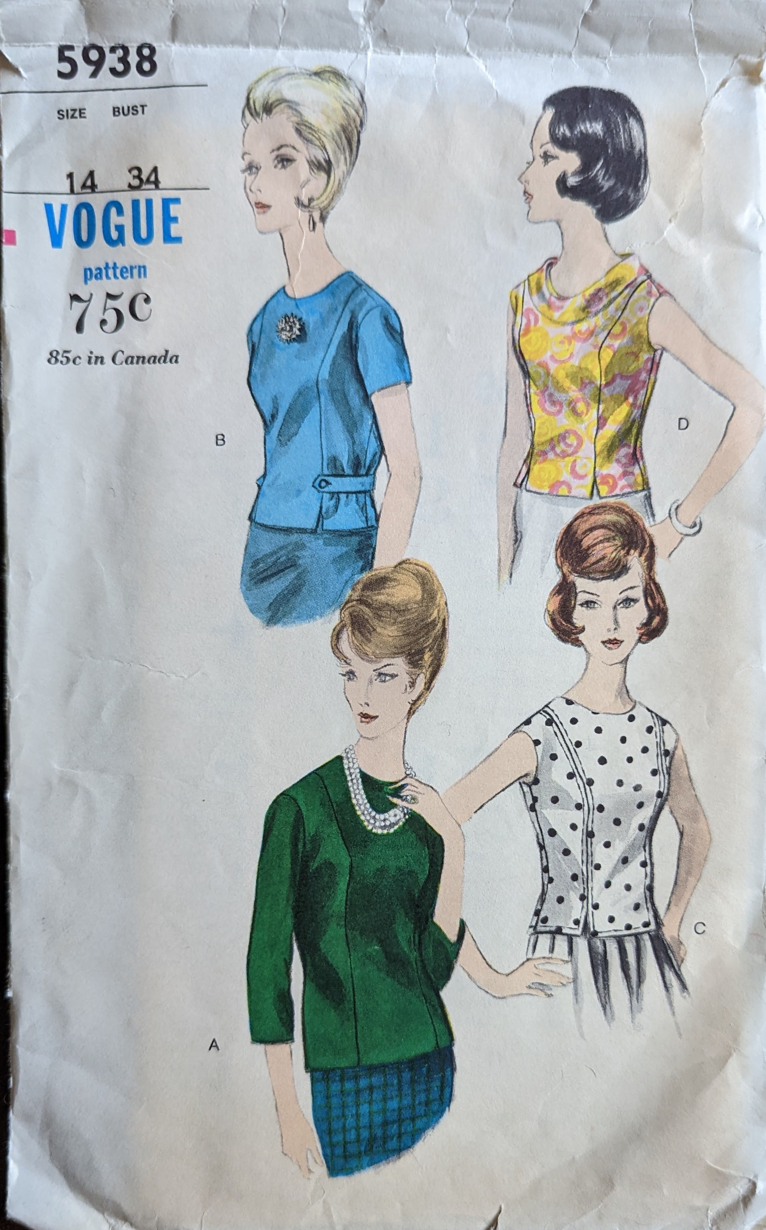 1963 Vogue 5938 Sewing Pattern in Size 14 – HobbyBobbins