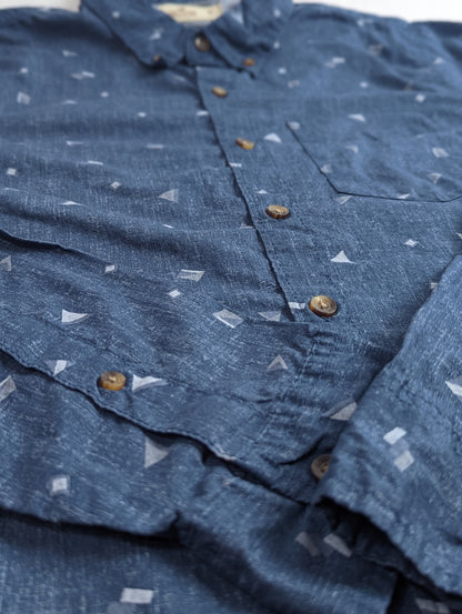 Dark Blue Hollister Button Up with Long Sleeves in Geometric Pattern