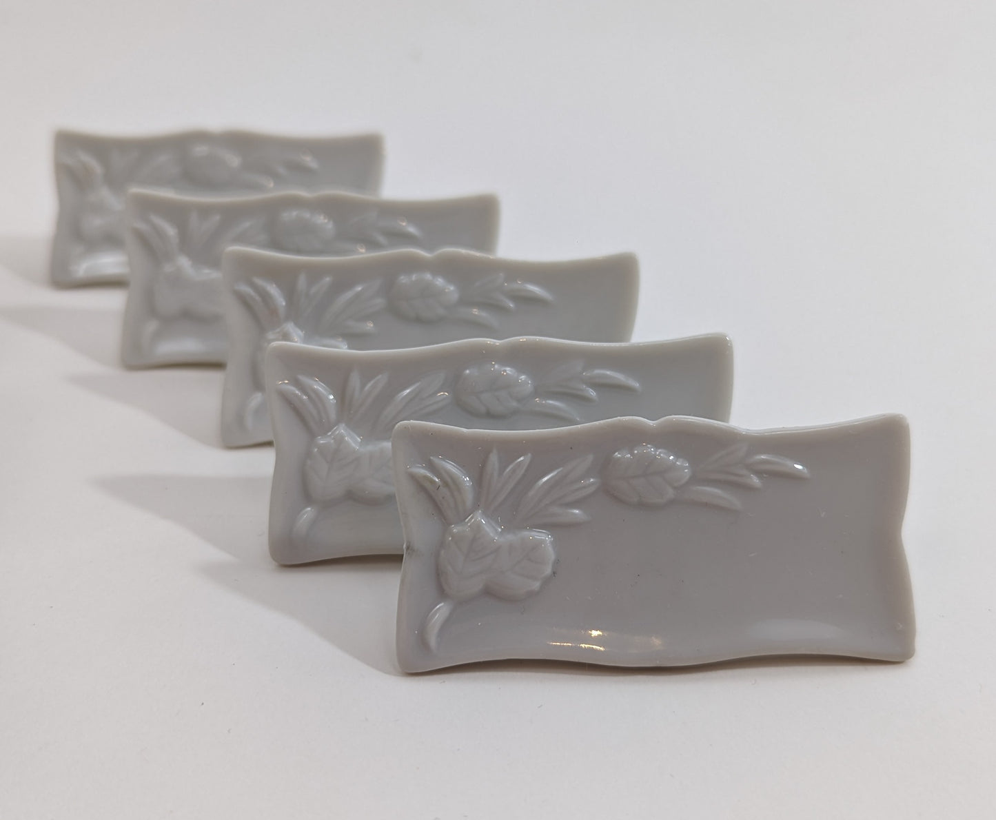 1960s Porcelain Glazed Table Setting Name Plate Tag Set of 5 HobbyBobbins