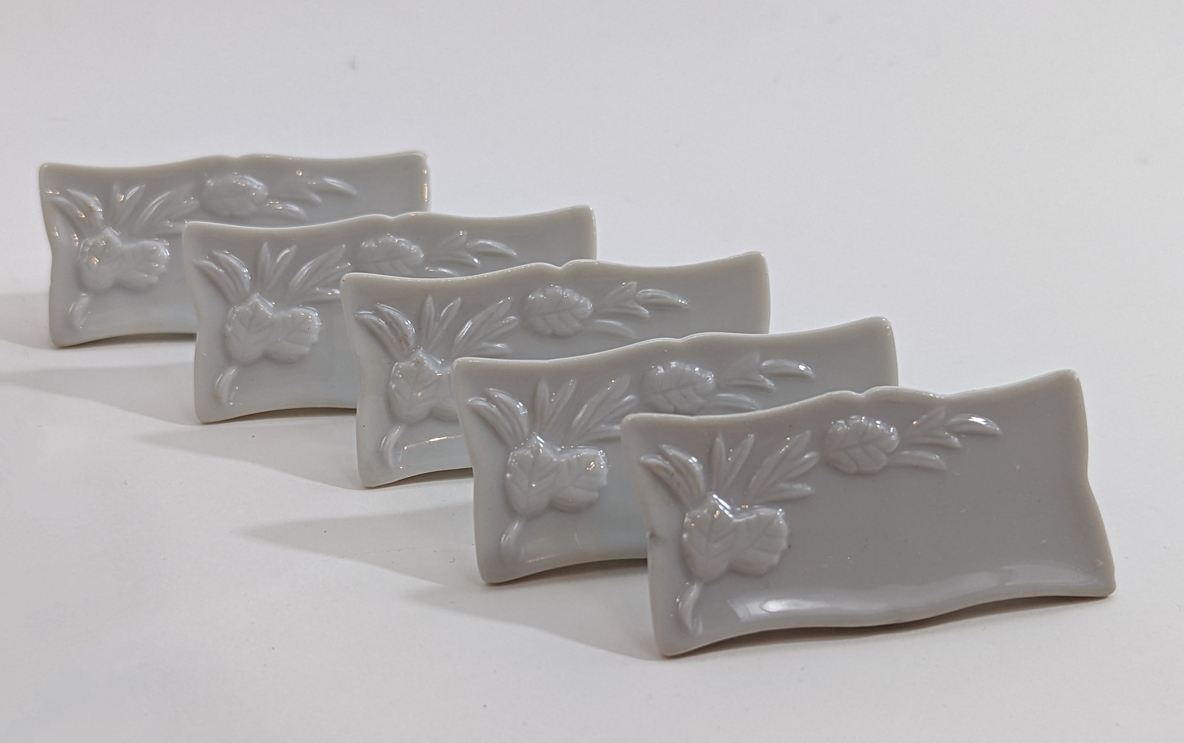 1960s Porcelain Glazed Table Setting Name Plate Tag Set of 5 HobbyBobbins