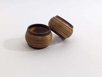 1960s Wooden Barrel Napkin Holder Rings Set of 2