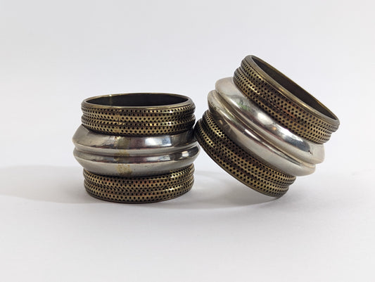 1960s Silver and Brass Napkin Holder Rings Set of 2