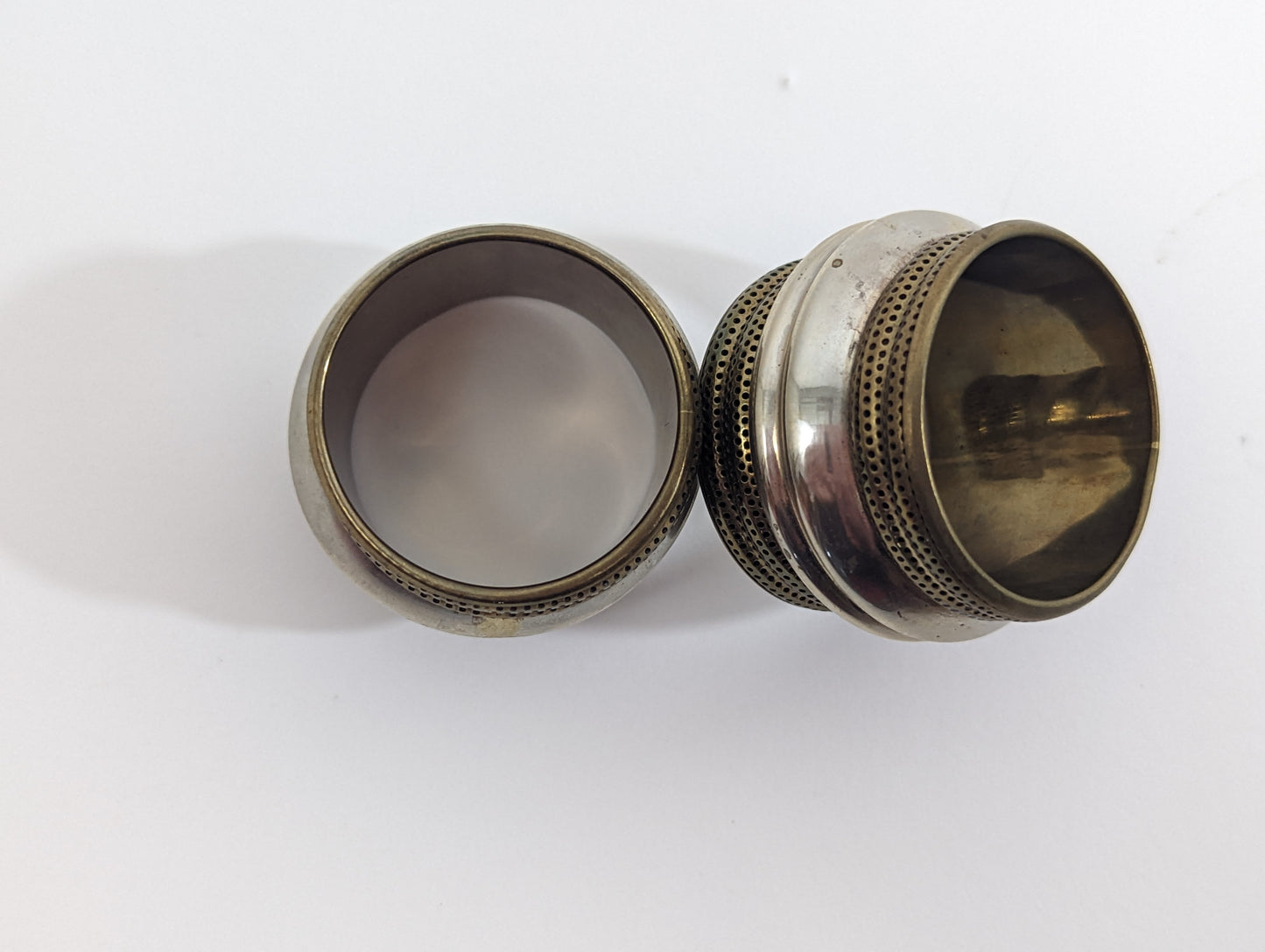 1960s Silver and Brass Napkin Holder Rings Set of 2