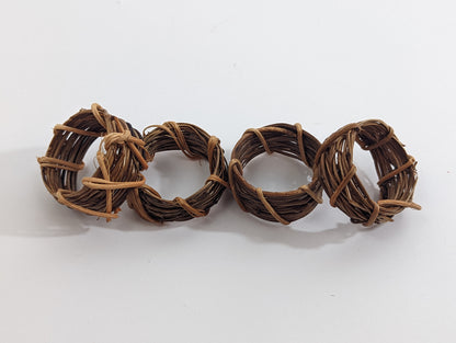 1960s Hand Woven Wooden Napkin Holder Rings Set of 4