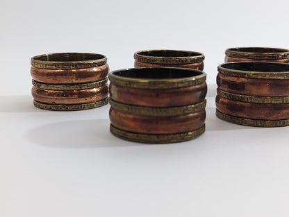 1960s Copper and Brass Patina Egyptian Napkin Holders Set of 6
