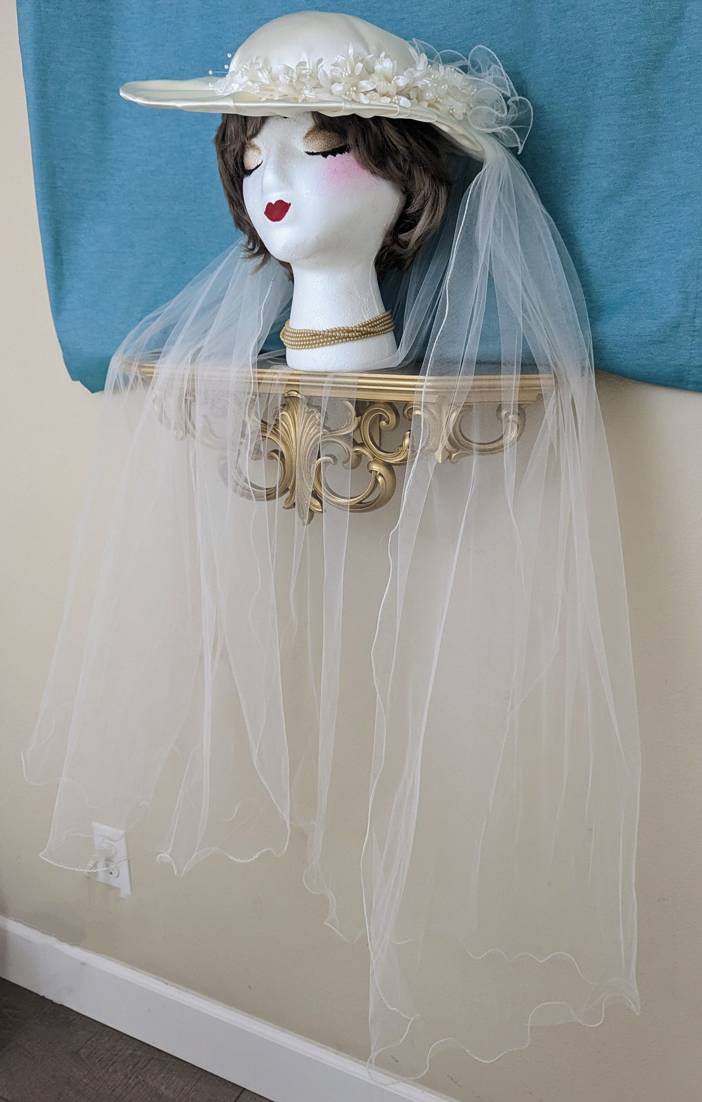 1980s Wedding Veil and Hat