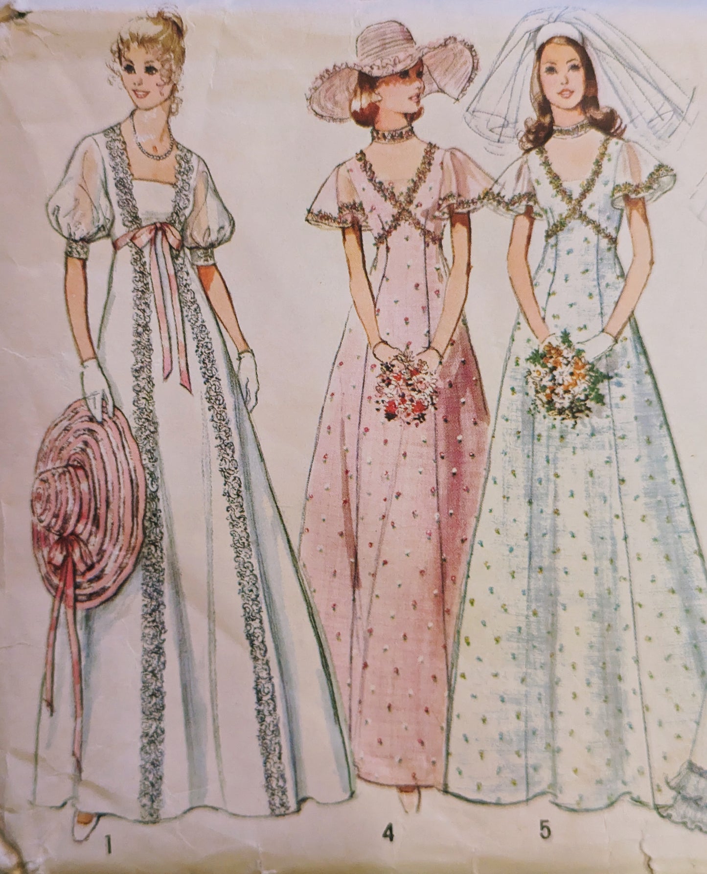 1974 Simplicity #6399 Gunne Sax Style Wedding and Bride's Maid Prairie Cottage Dresses | Sewing Pattern