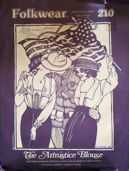 1980s Folkwear #210 The Armistice Blous Sewing Pattern in Size 10