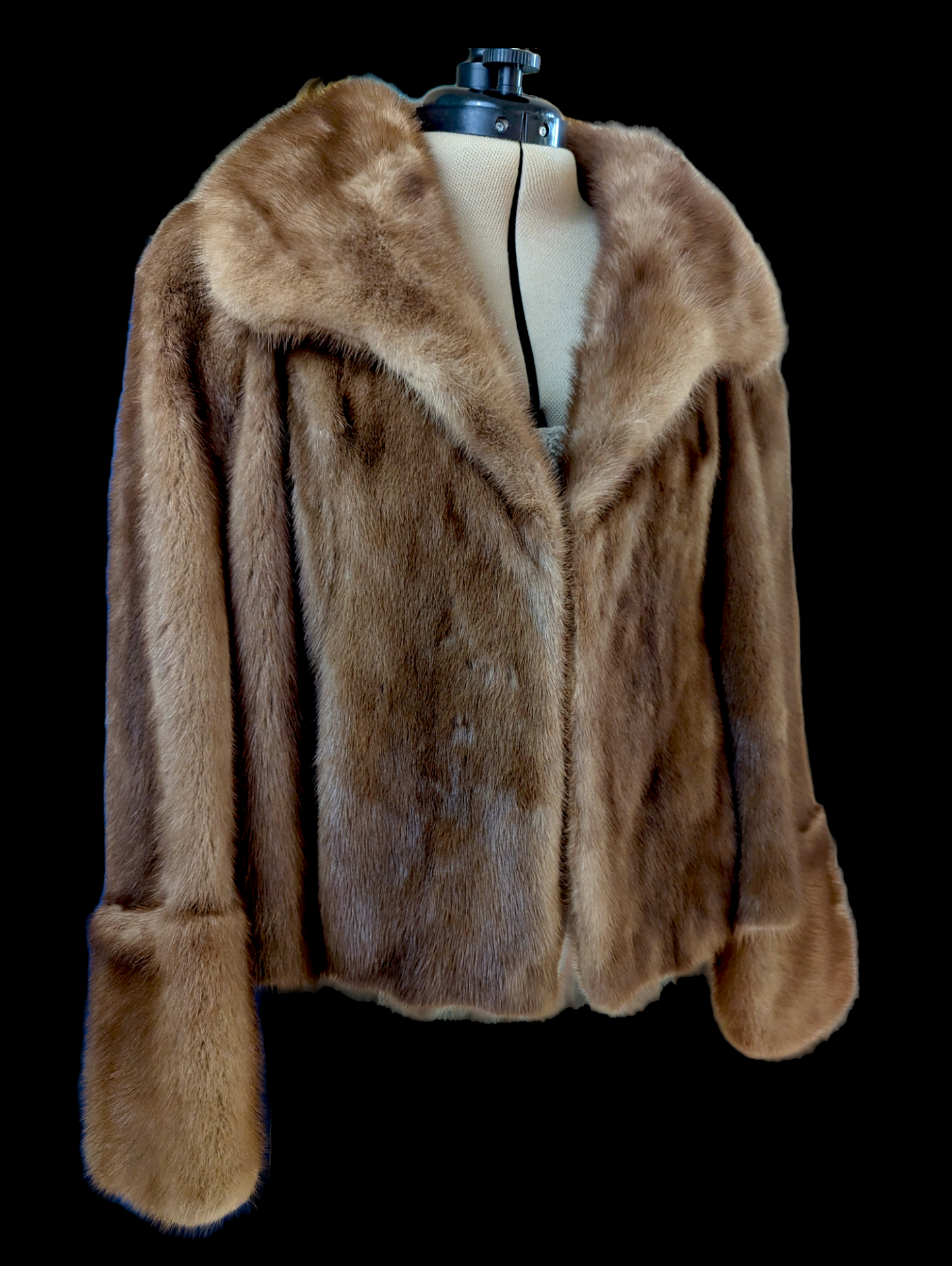 1950s Schiaparelli Designer Mink Fur Edith Cropp Coat with Oversized Collar and Cuffed Sleeves
