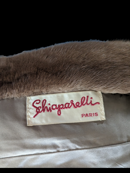 1950s Schiaparelli Designer Mink Fur Edith Cropp Coat with Oversized Collar and Cuffed Sleeves