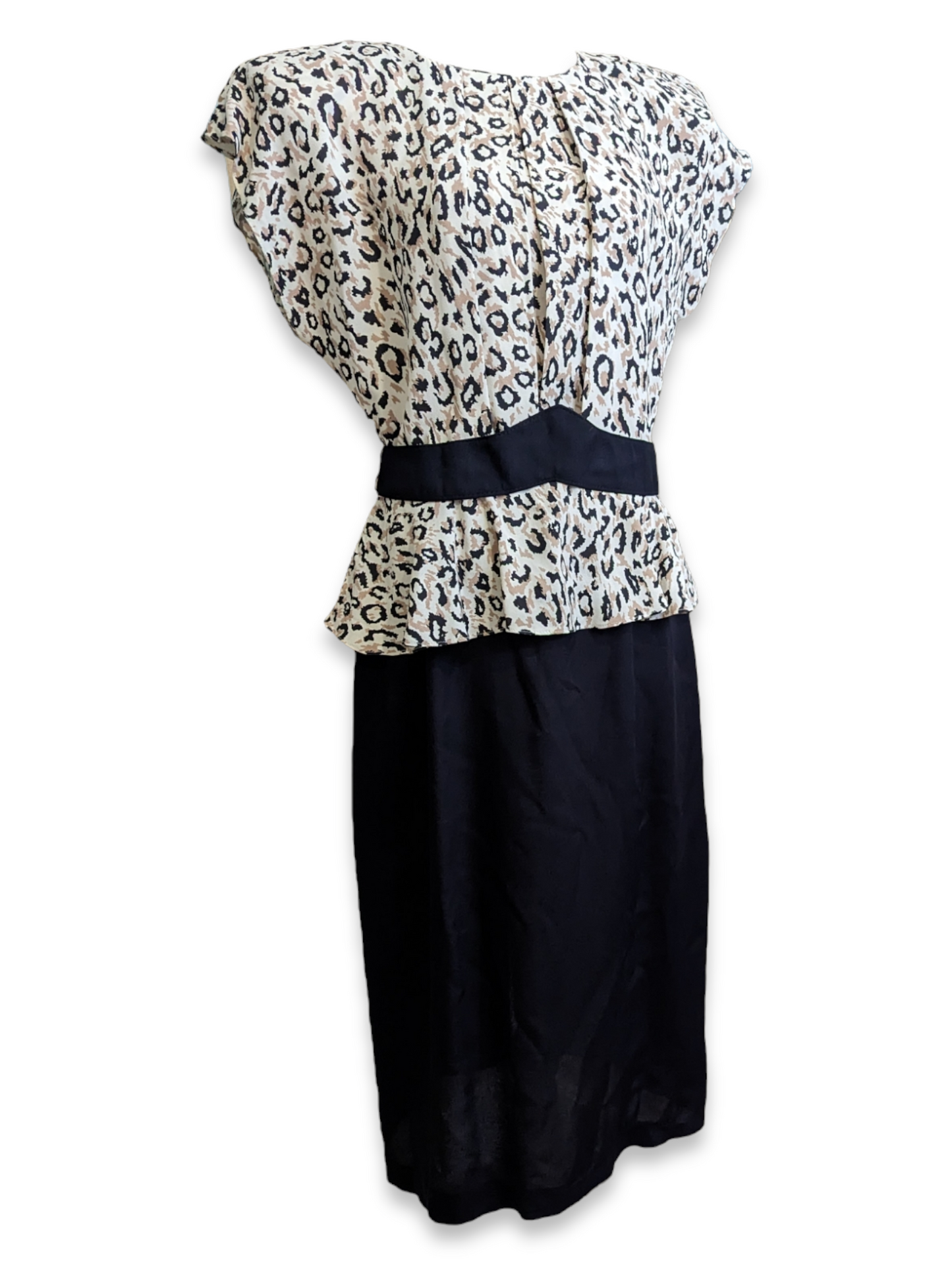 1980s All That Jazz Animal Print Peplum Dress with Original Black Belt HobbyBobbins 1980s All That Jazz Animal Print Peplum Dress with Original Black Belt HobbyBobbins