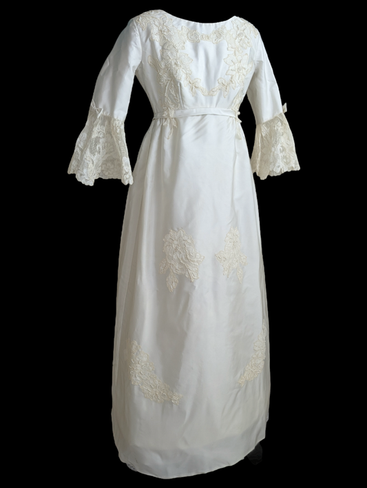 1960s - 1970s Empire Waist Victorian Regency Inspired Wedding Dress