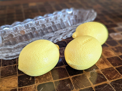 Vintage Sunny Lemon Soap Dish with 3 Bars of Lemon Soap New Old Stock Avon