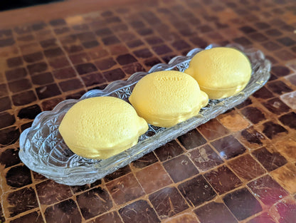 Vintage Sunny Lemon Soap Dish with 3 Bars of Lemon Soap New Old Stock Avon