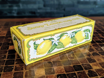Vintage Sunny Lemon Soap Dish with 3 Bars of Lemon Soap New Old Stock Avon
