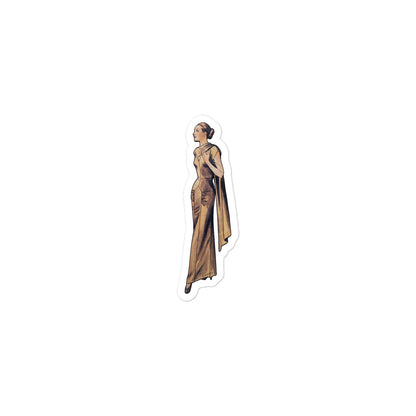 Vintage Art Collection Sticker - 1940s Gala Dress in Gold