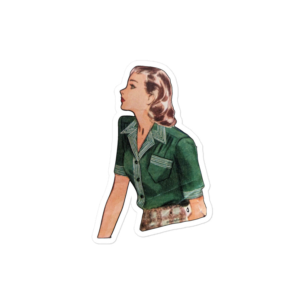 Vintage Art Collection Sticker - 1940s Green Blouse