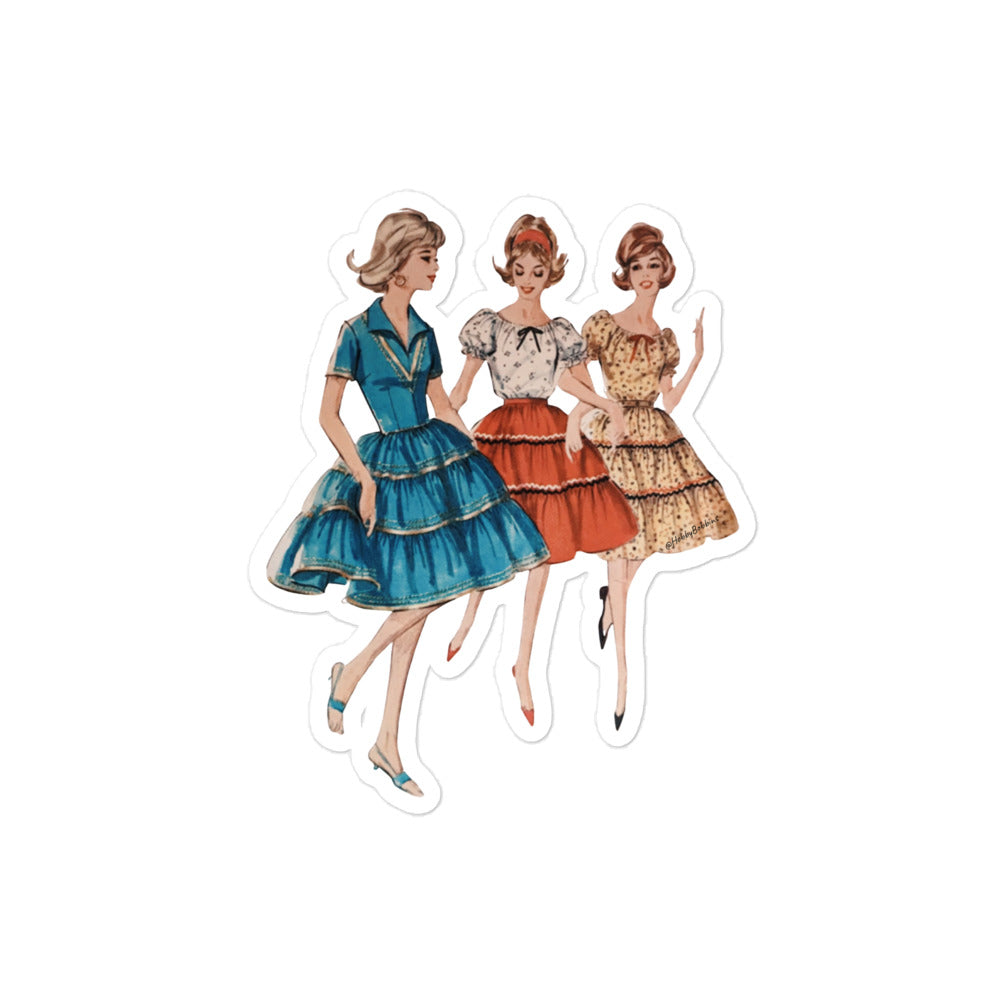 Vintage Art Collection Sticker - 1950s Beautiful Dresses Girl Squad