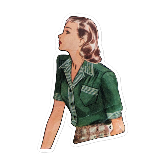 Vintage Art Collection Sticker - 1940s Green Blouse