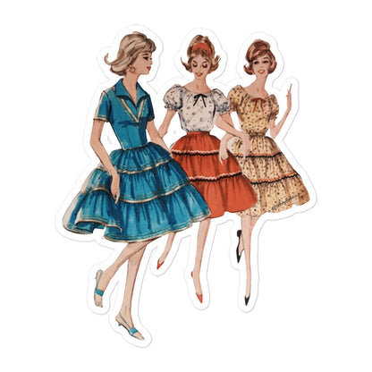 Vintage Art Collection Sticker - 1950s Beautiful Dresses Girl Squad